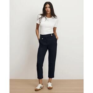 Veronica Beard Renzo Crop Trouser Pant Gold Crest Buttons, Sz 8 Retail $395